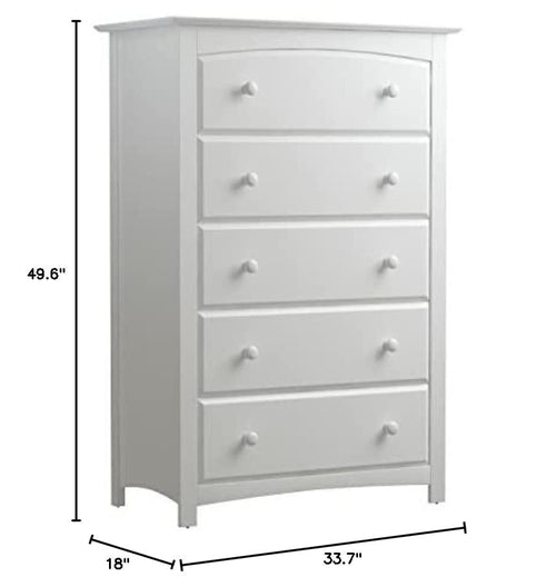 White Storkcraft Kenton 5 Drawer Dresser
