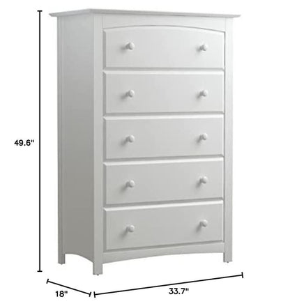White Storkcraft Kenton 5 Drawer Dresser