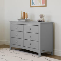 Pebble Gray 6 Drawer Double Dresser Nursery Kids