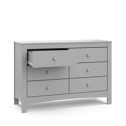 Pebble Gray 6 Drawer Double Dresser Nursery Kids