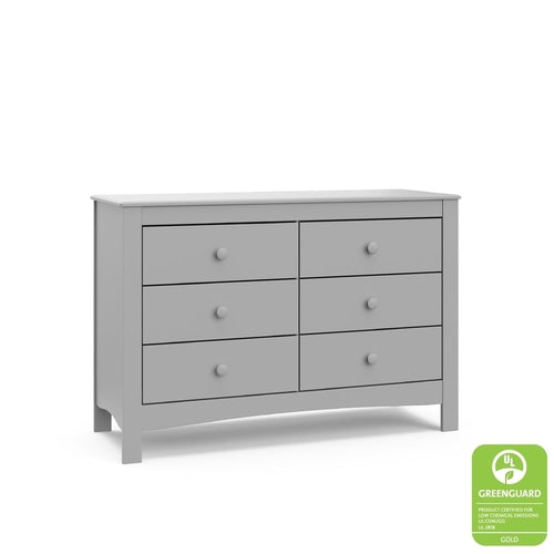 Pebble Gray 6 Drawer Double Dresser Nursery Kids