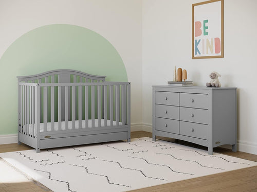 Pebble Gray 6 Drawer Double Dresser Nursery Kids
